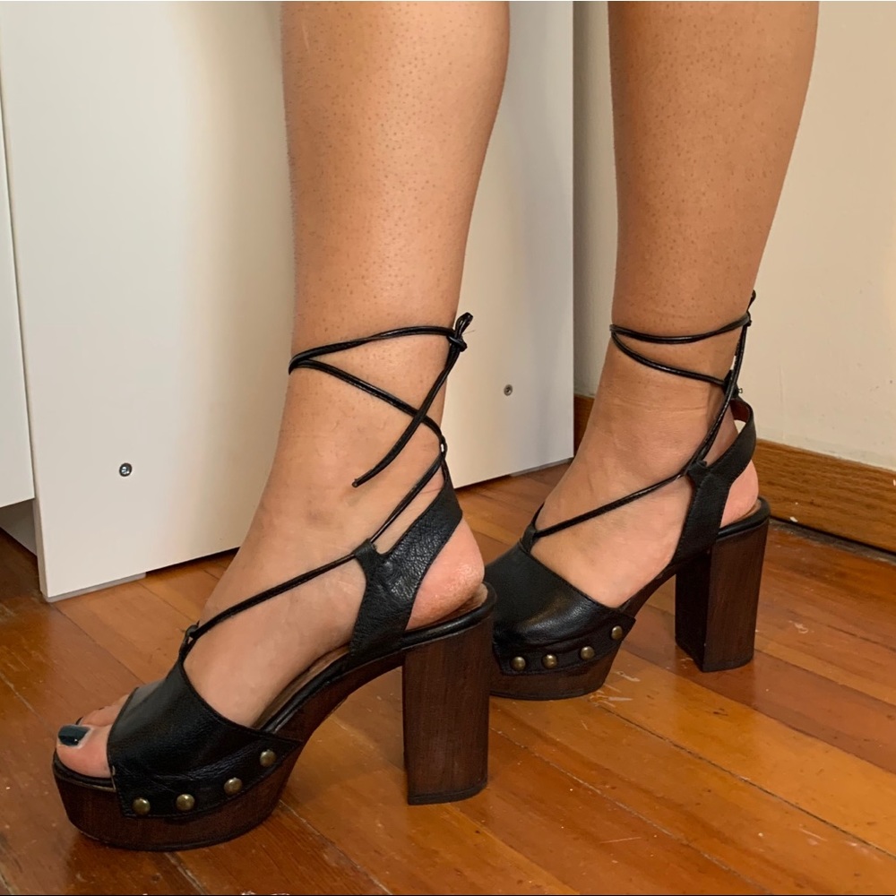 Marina Grey Strap Leather Split Platform - image 1